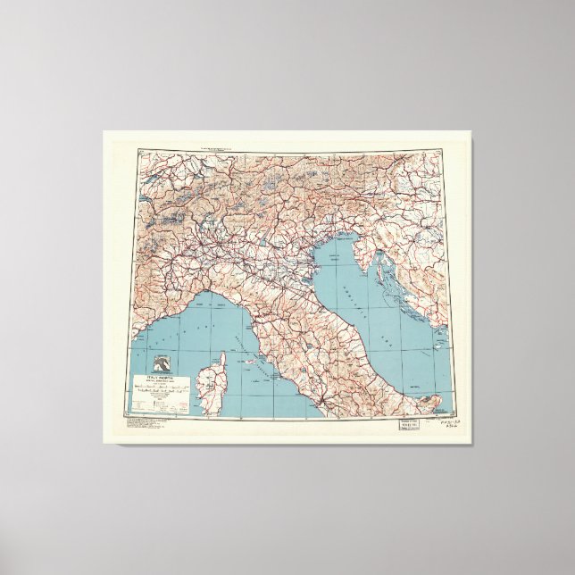 Northern Italy World War II Strategic Map (1943) Canvas Print (Front)