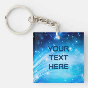 Northern Light Stars blue + your text & ideas Key Ring