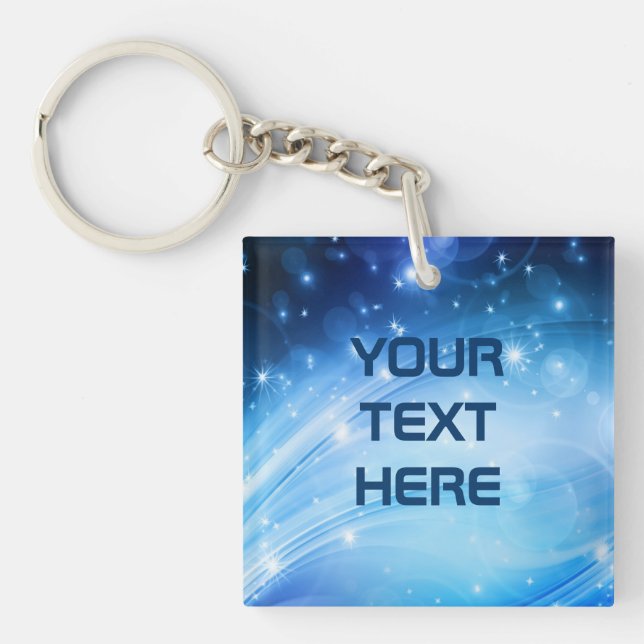 Northern Light Stars blue + your text & ideas Key Ring (Front)