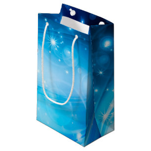 Northern Light Stars blue + your text & ideas Small Gift Bag