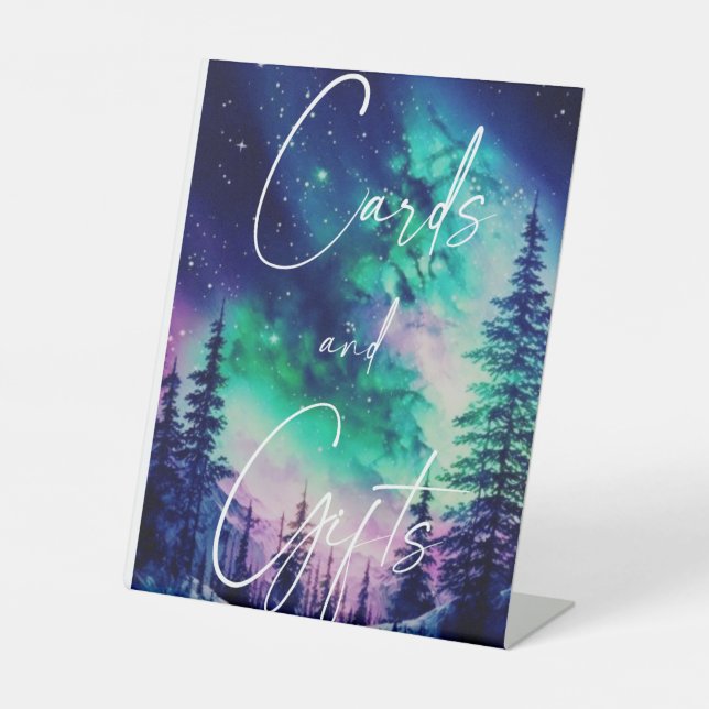 Northern Light Wedding Cards & Gifts Pedestal Sign (Front)