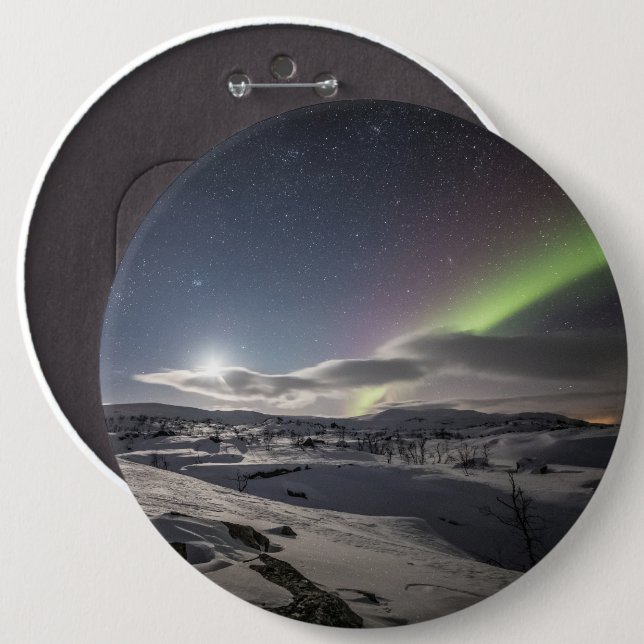 Northern Lights 6 Cm Round Badge (Front & Back)