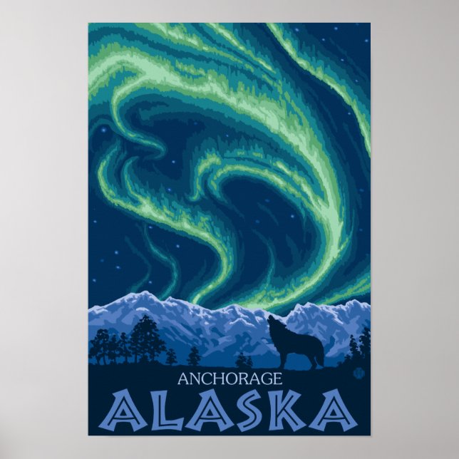 Northern Lights - Anchorage, Alaska Poster (Front)