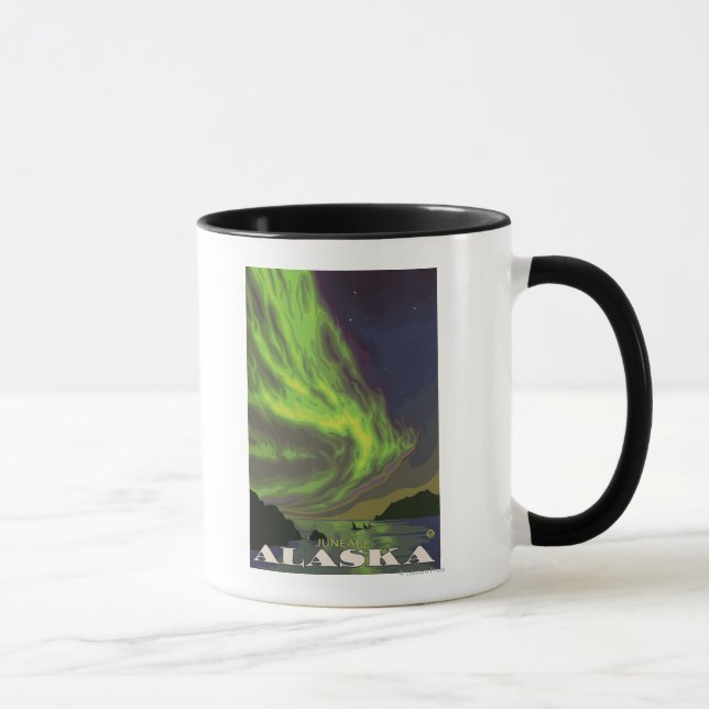 Northern Lights and Orcas - Juneau, Alaska Mug (Right)