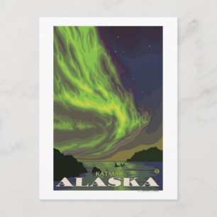 Northern Lights and Orcas - Katmai, Alaska Postcard