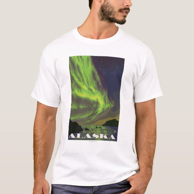 Northern Lights and Orcas - Ketchikan, Alaska T-Shirt (Front)