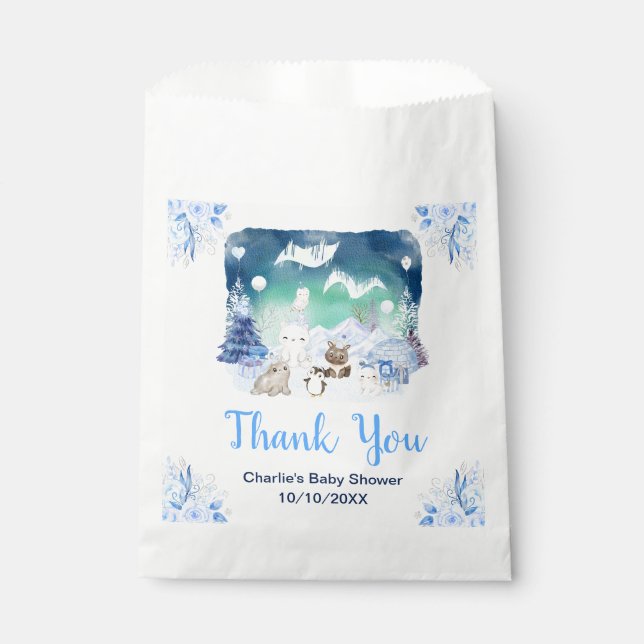 Northern Lights Animals Baby Shower Thank You Favour Bags (Front)