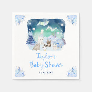 Northern Lights Arctic Animals Baby Shower Napkin