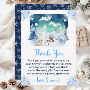 Northern Lights Arctic Animals Baby Shower Thank You Card