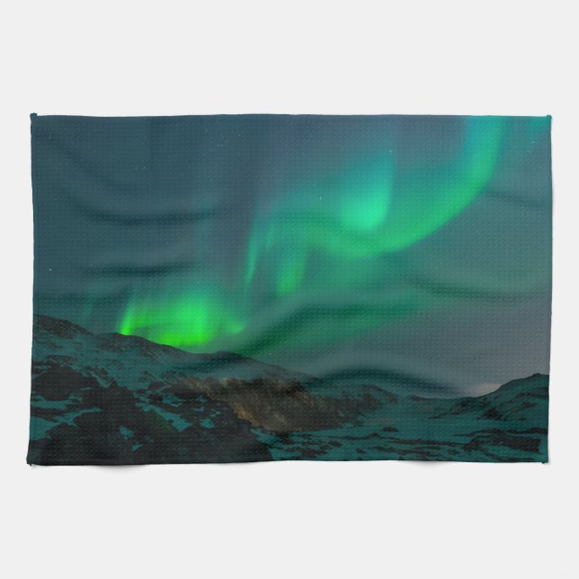 Northern Lights Aurora Borealis Custom Personalise Tea Towel (Horizontal)