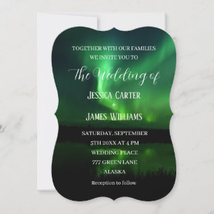 Northern Lights Aurora Borealis Elegant Wedding Invitation