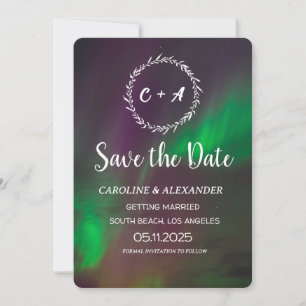 Northern Lights Aurora Borealis Galaxy Sky Wedding Save The Date