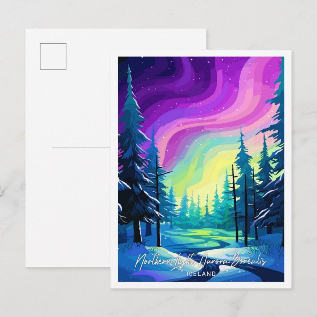 Northern Lights Aurora Borealis illustration Postcard (Front/Back)