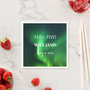 Northern Lights Aurora Borealis Minimalist Wedding Napkin