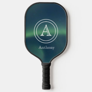Northern Lights Aurora Borealis Monogram Custom Pickleball Paddle