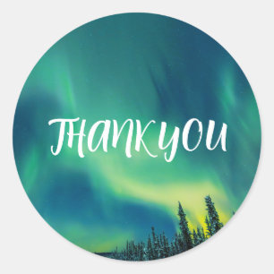 Northern Lights Aurora Borealis Night Sky Wedding  Classic Round Sticker