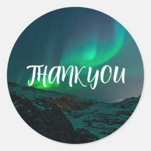 Northern Lights Aurora Borealis Night Sky Wedding Classic Round Sticker