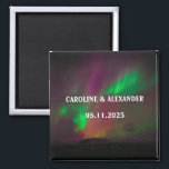 Northern Lights Aurora Borealis Night Sky Wedding  Magnet<br><div class="desc">Northern lights,  Aurora Borealis Wedding magnet. Night sky,  stars,  mountain magnet. Personalise with your Names and the date of the Wedding.</div>