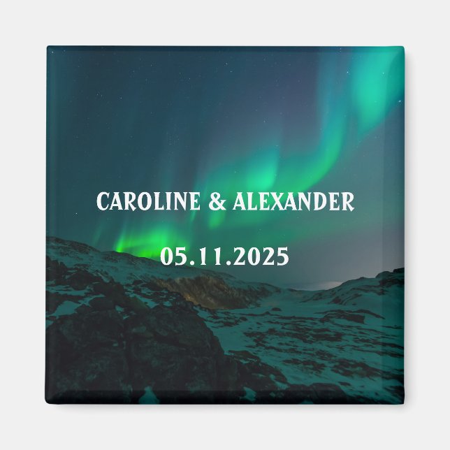 Northern Lights Aurora Borealis Night Sky Wedding  Magnet (Front)