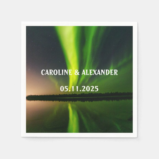 Northern Lights Aurora Borealis Night Sky Wedding  Napkin (Front)