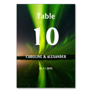 Northern Lights Aurora Borealis Night Sky Wedding Table Number