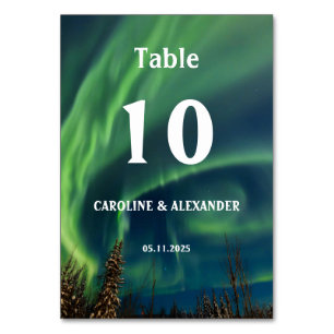 Northern Lights Aurora Borealis Night Sky Wedding Table Number