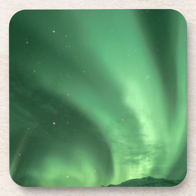 Northern lights, Aurora borealis, over foothills Coaster (Front)