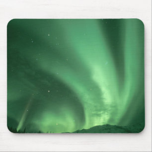 Northern lights, Aurora borealis, over foothills Mouse Mat