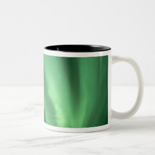 Northern lights, Aurora borealis, over foothills Two-Tone Coffee Mug