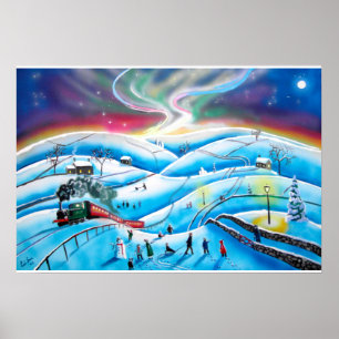 Northern lights aurora borealis painting G Bruce Poster