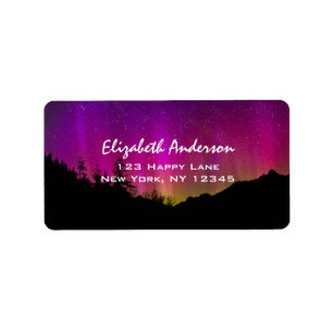 Northern Lights Aurora Borealis Starry Night Sky Label