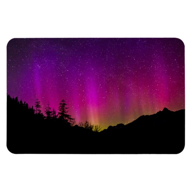 Northern Lights Aurora Borealis Starry Night Sky Magnet (Horizontal)