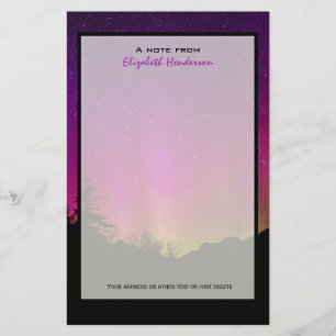 Northern Lights Aurora Borealis Starry Night Sky Stationery