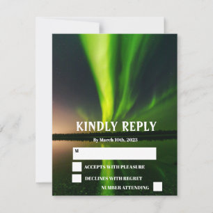 Northern Lights Aurora Borealis Stars Wedding RSVP Card