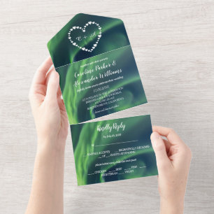Northern Lights Aurora Borealis Wedding All In One Invitation
