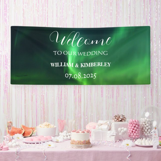 Northern Lights Aurora Borealis Wedding Banner (Party)