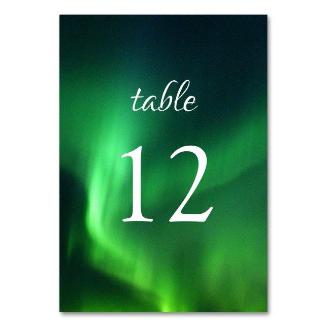 Northern Lights Aurora Borealis Wedding Table Number (Back)