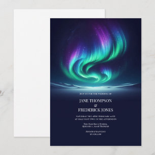 Northern Lights Aurora Borealis Winter Wedding Invitation