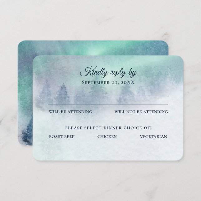 Northern Lights Aurora Sky Wedding Response Invitation (Front/Back)