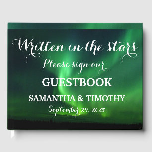 Northern Lights Aurora Starry Night Wedding Guest Book