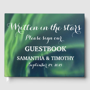 Northern Lights Aurora Starry Night Wedding Guest Book