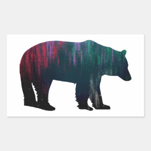 Northern Lights Bear Rectangular Sticker
