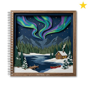 Northern Lights Canada Paper Collage Diorama Notebook