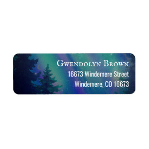 Northern Lights Celestial Return Address Label