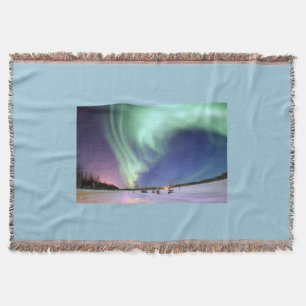 Northern Lights Chic Ribbon Of Lights Jade Glow Throw Blanket