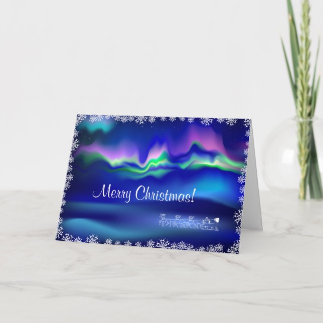 Northern lights  Christmas  felicitation Holiday Card (Front)