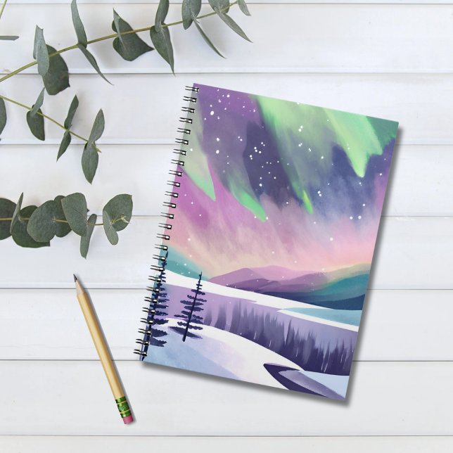 Northern Lights Colourful Winter Night | Watercolo Notebook (Creator Uploaded)