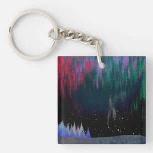 Northern Lights Contemporary Landscape Key Ring