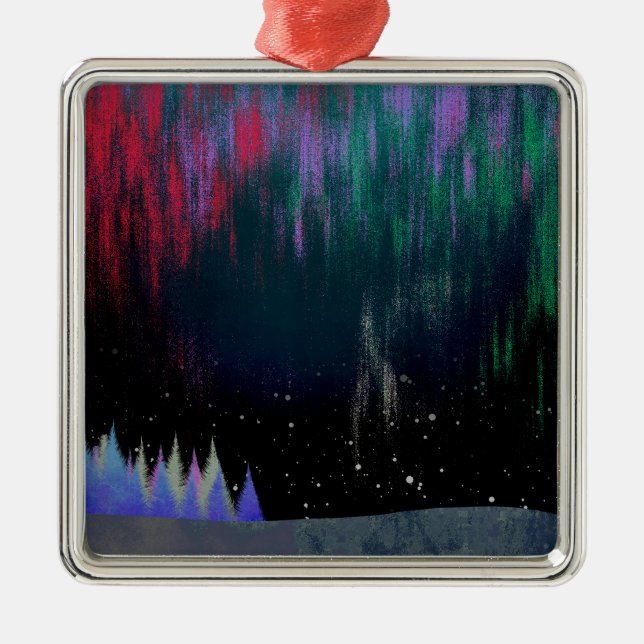 Northern Lights Contemporary Landscape Metal Tree Decoration (Front)