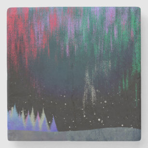 Northern Lights Contemporary Landscape Stone Coaster